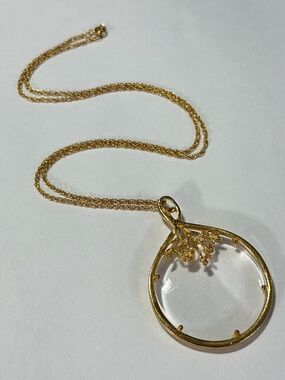 Vintage Art Nouveau Magnifying Glass Pendant Necklace Grandmacore Crafter Sewing